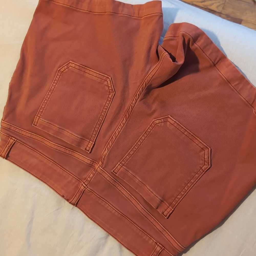 Spanx Womens Medium Tummy Control Shorts Red Clay Color Stretch Waist Khaki - Picture 4 of 8
